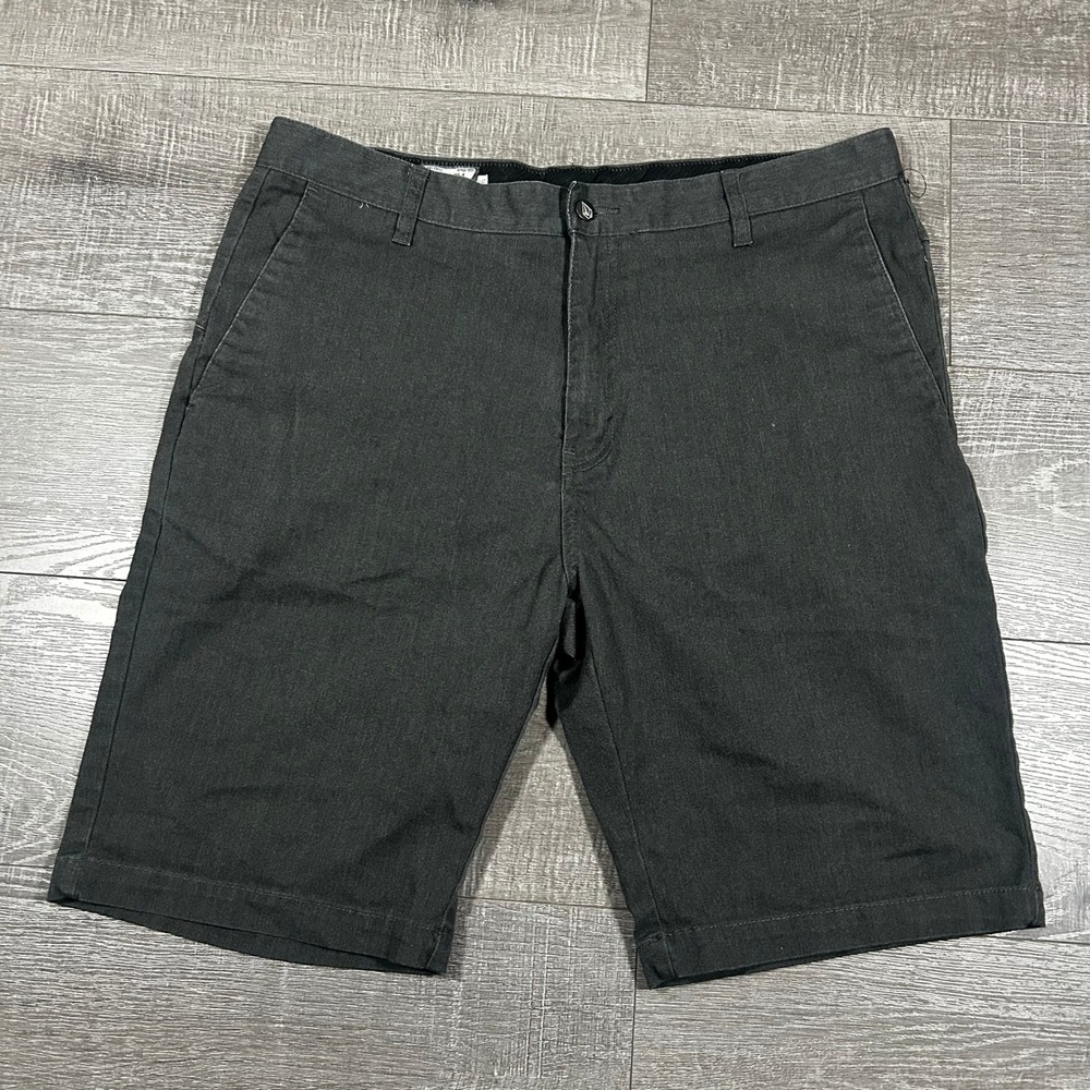 Volcom Frickin Modern Stretch Shorts Mens 36 Charcoal Grey Skater Y2K Chino